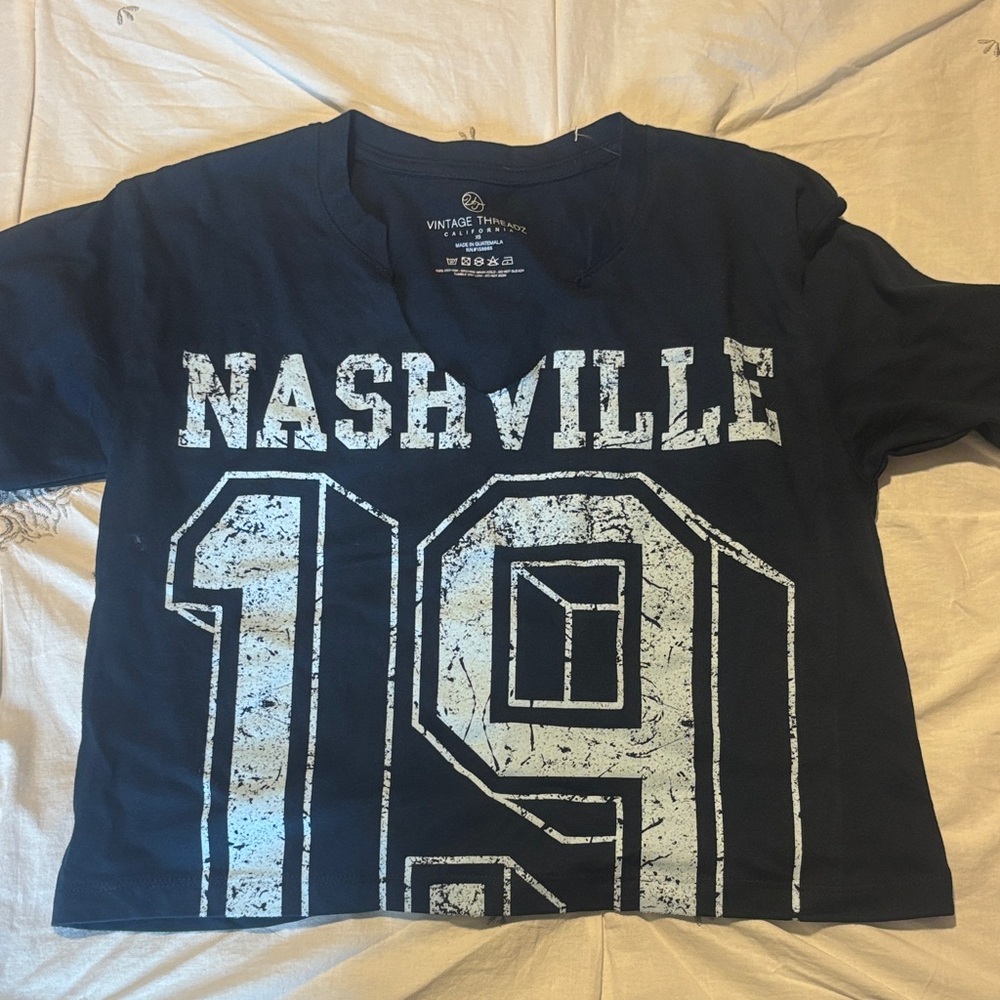 Navy Nashville Crop Top NWOT